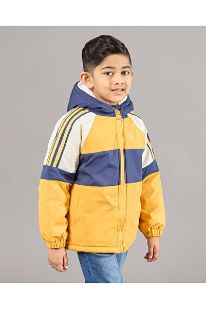 REDTAG جاكيت أصفر بغطاء رأس للأولاد ألوان متباينة