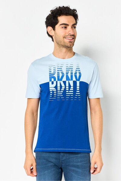 Dkny Men Crew Neck Short Sleeve Graphic Print T-Shirt, Blue