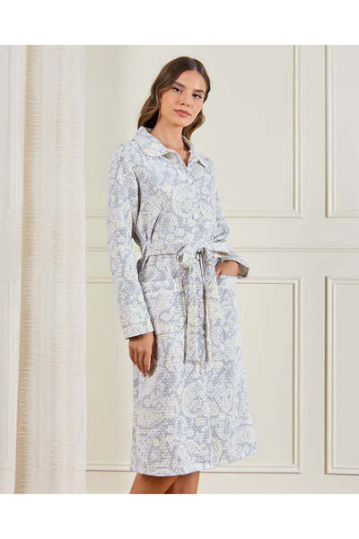 REDTAG Women Blue All Over Print Quilted Nightgown
