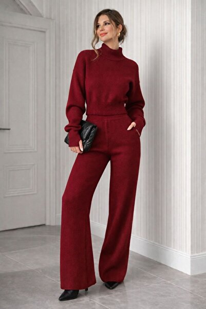 STORY ONLİNE طقم تريكو رياضي نسائي مكون من قطعتين بتفاصيل ملتفة حول الأصابع