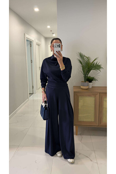 BİRCANÇİL Set pantaloni lungi din modal bleumarin