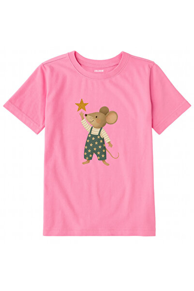 Colermi Cotton Fabric Children's T-Shirt – Starreaching Mouse Printed T-Shirt