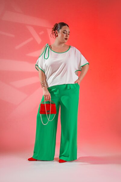 Roxxlen Costum verde pentru femei, cu un singur umăr, cu șireturi, mărime mare