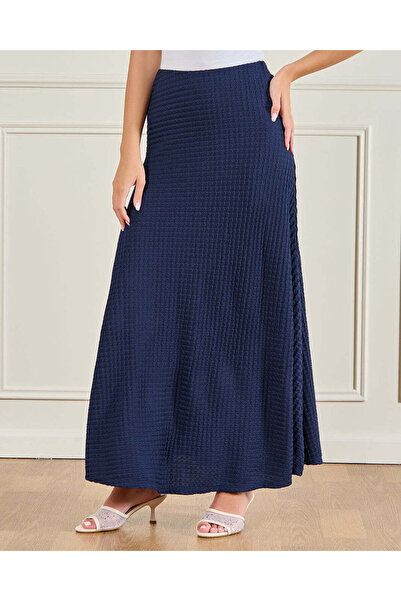 REDTAG تنورة زرقاء واسع الأرجل الحواف من نسيج محبوك محكم