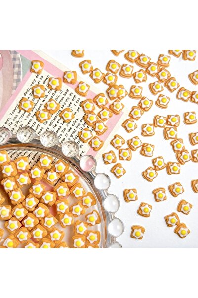 Choice مجموعة متنوعة من 50 قطعة من زينة أظافر الراتنج على شكل بيض مقلي وخبز، ...