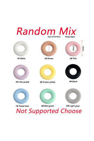 Choice6 10pcs random mix 10pcs/Lot Silicone Ring 43mm Round Silicone Beads Fo...