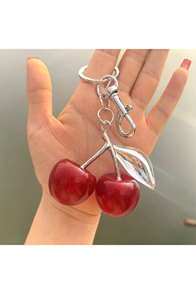 Choice silver-red Fashion Delicate Red Cherry Charm Keychain 3 Color Gold Sil...
