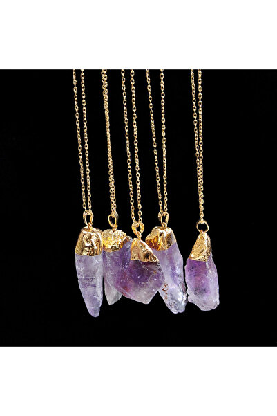 Choice (1PC) Style C Irregular Amethyst Gemstone Necklace Healing Crystal Chakra Stone Women Birthday Gift