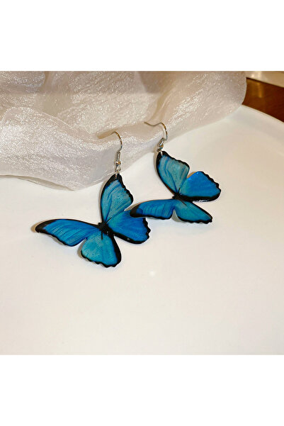 Choice طقم مجوهرات نسائي مكون من أقراط وقلادة وسوار وقلادة فراشة زرقاء، بتصمي...