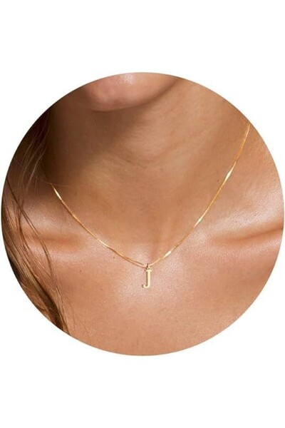 Choice قلادة من الفولاذ المقاوم للصدأ مطلية بالذهب، تحمل الأحرف من J إلى Z، س...