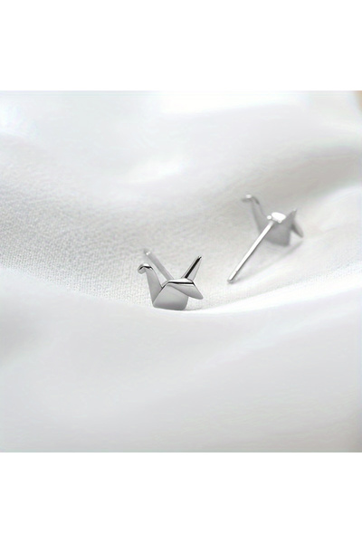 Choice زوج واحد (قطعتان/زوج) من أقراط أوريغامي على شكل طائر الكركي، مطلية بال...