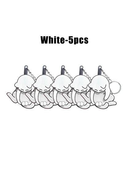 Choice as show White 5PCS Cute Rotating Cat Egg Pull Toy Keychain Naughty Kit...