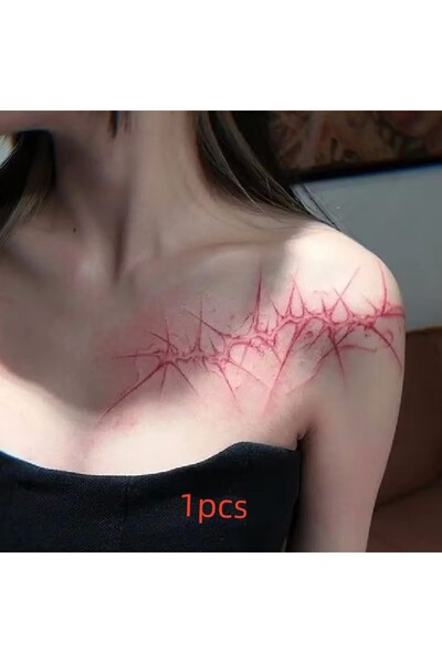 Choice ملصق وشم شوكة الكتف الأحمر - قطعة واحدة، وشم مزيف للهالوين، زي تنكري، ...