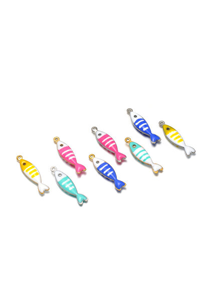 Choice مجموعة متنوعة الألوان من 10 قطع من تعليقات المينا على شكل سمكة مصنوعة ...