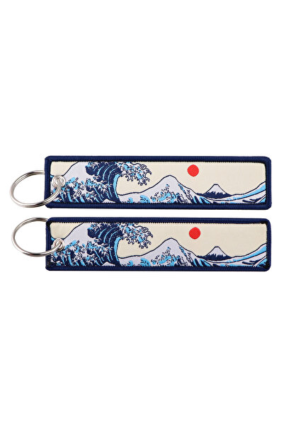 Choice 2 pcs 1/2pcs Japanese Waves Art Drawing Embroidery Fobs Backpack Key T...