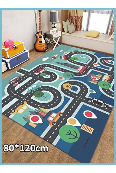 Generic سجادة أطفال 80*120 سم على شكل طريق مرور، سجادة لعب للأطفال على شكل سيارة، سجادة منطقة لعب تعليمية، سجادة أطفال