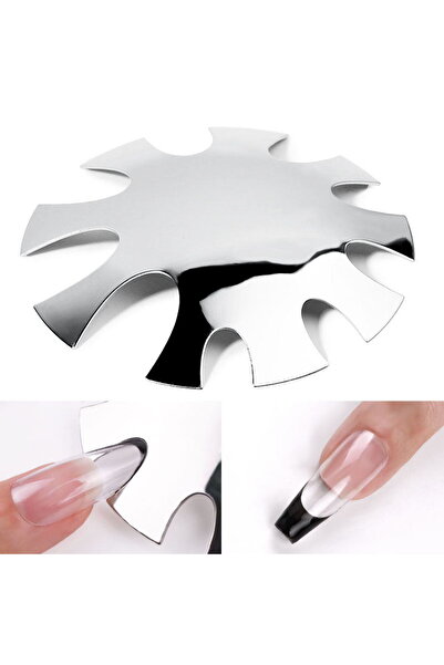 Choice Sliver J French Manicure Sculpting Steel Plate Mold, Template for French Smile Cut V Line, Tips Edge