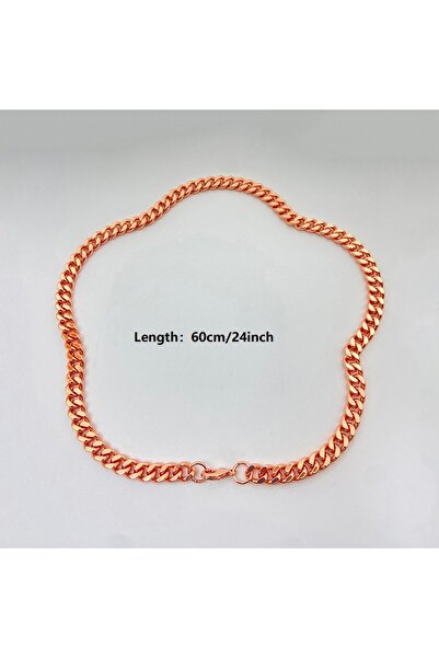 Choice قلادة سلسلة كوبية من النحاس الخالص بطول 24 بوصة للرجال والنساء، مجوهرا...