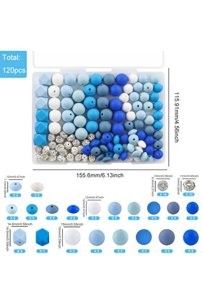 Choice مجموعة كوفيكت 6، 120 قطعة/علبة، خرز سيليكون متنوع، خرز فاصل مرصع بأحجا...