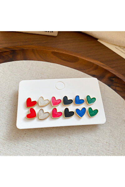 Choice 12 Pcs set1 12 Pcs Multi-color Dripping Oil Square Heart Stud Earrings...