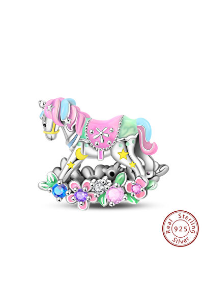 Choice PAC1646 Original Charms Beads 925 Sterling Silver Rainbow Swing Carousel Trojan Horse Pendant For Wo