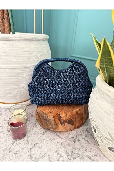 Nissra Mango Burslu Metalik Hasır Çanta