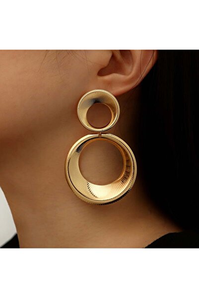Choice Gold Vintage Metal Big Round Dangle Earrings for Women Exaggerated Gol...