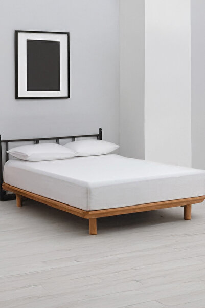 Nishiera %100 Pamuk Lastikli Çarşaf - Beyaz - 150 GSM - Kaymaz & Nefes Alan Y...