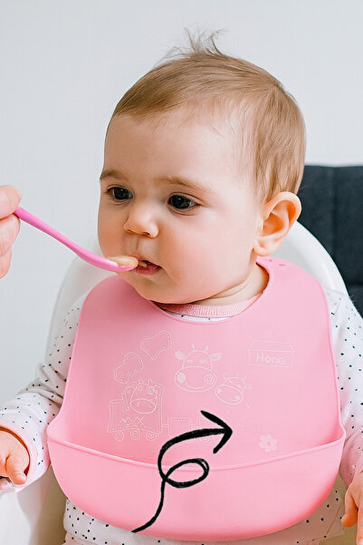 AGUBUGU BABY - Silikon Bebek Mama Önlüğü - Pembe