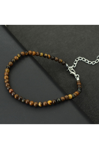 Choice tigereyes Boho Handmade Natural Stone Anklet Women 4mm Tiger Eyes White Howlite Beads Foot Chain Sum