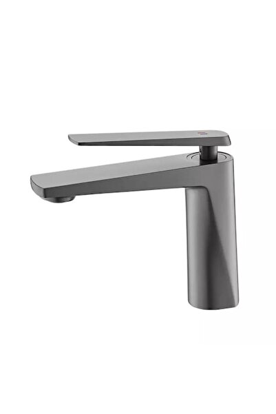 Radinavico Baterie lavoar - Alamă, Model pătrat, Gri mat (Kit de instalare in...