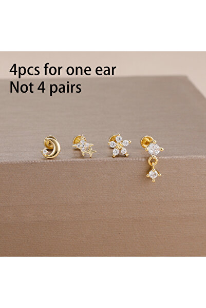 Choice أقراط مرصعة بالزركونيا المكعبة من الفولاذ المقاوم للصدأ بتصميم جديد، م...