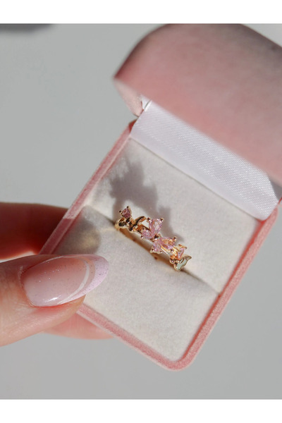 Reorah Collection Pink Butterflies Ring