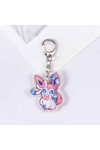 Miniso 5 cm 2 Pokémon Eevee Cute Acrylic Keychain Accessories Pikachu Chariza...