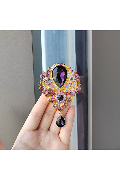 Choice ZT8280-أرجواني، قطعة واحدة، بروش أنيق مرصع بالكامل بالكريستال والماس، ...