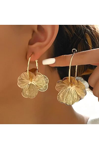 Choice Gold-color Golden Double-Layer Hollow Flower Hoop Earring for Women Vi...