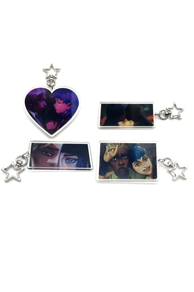 Choice 4 قطع، من 1 إلى 4 قطع، سلسلة مفاتيح أكريليك بتصميم عيون شخصية جينكس من...