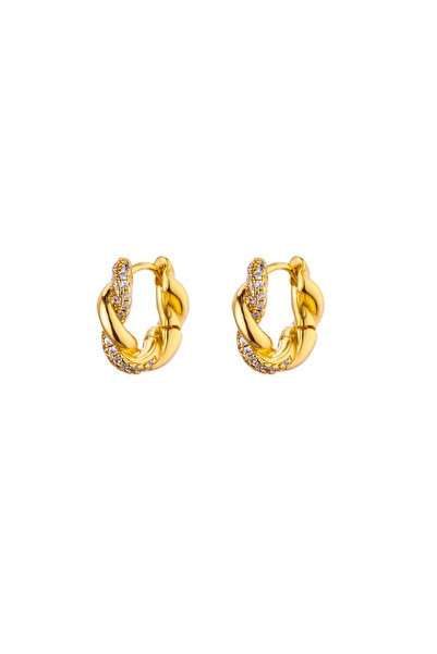 Choice Gold Color Cubic Zirconia Twisted Earrings for Women Gold Color Stainl...