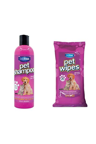 Deep Fresh Sampon pentru caini si pisici 500 ml + Servetele umede curatare 30...