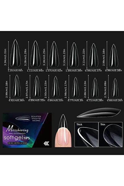 Choice 06 120/140 قطعة، مجموعة فاخرة في علبة أنيقة، أطراف أظافر صناعية بلون ا...