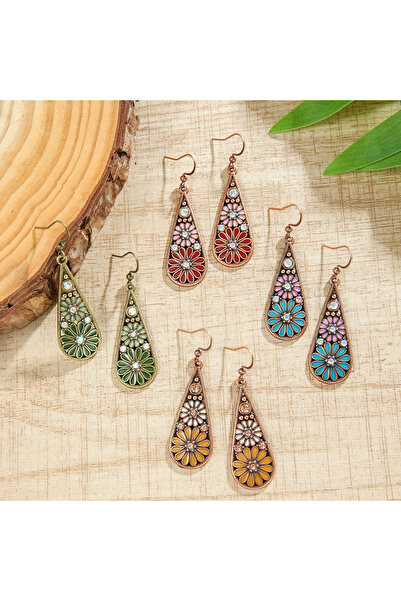 Choice أقراط متدلية بوهيمية للنساء X25041903-1، بتصميم هندسي متعدد الألوان عل...