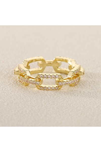 Choice 7 خواتم زاكول ذهبية اللون بتصميم سلسلة كوبية أنيقة للنساء، مرصعة بأحجا...