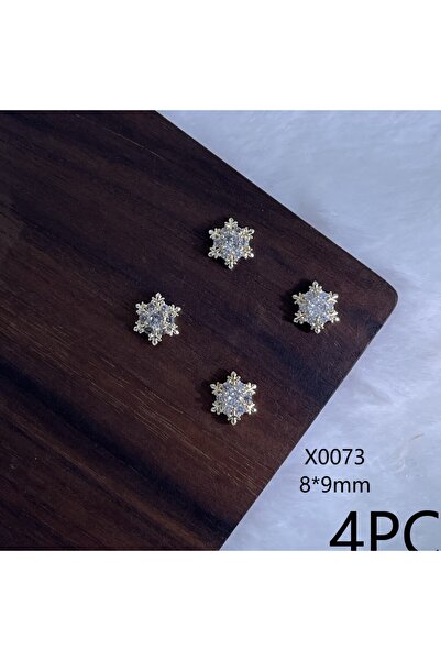 Choice X0073 4 قطع من أحجار الراين الزركونية المعدنية اللامعة على شكل ندفة ثل...