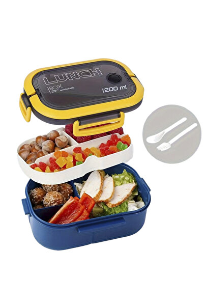 Lullaxx Lunch Box, Bento Box for Adults and Children, with Spoon and Fork, He...
