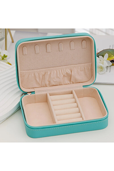 Choice صندوق مجوهرات أزرق واحد، صندوق مجوهرات محمول على شكل قلب مزود بسحاب، ص...