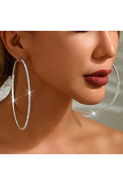 Choice أقراط حلقية كبيرة فضية عصرية وعصرية للنساء، بتصميم أوروبي وأمريكي، أني...