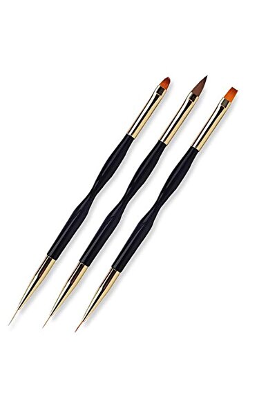 Choice Black LINMANDA Nail Art Brushes 3Pcs Nail Brush Set with Gel Polish Pens and Liner Brush for Home an