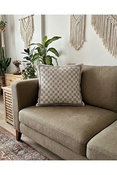 MACASA 100% Organic Cotton Boucle Woven Scandinavian Bohemian Style Single Decorative Premium Throw Pillow Cover