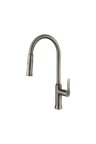 Radinavico kitchen faucet, pull-out spout, stainless steel, gray