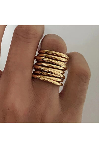 Choice 9 Gold Creative Retro 18K Gold Stainless Steel Multi-layer Ring for Wo...